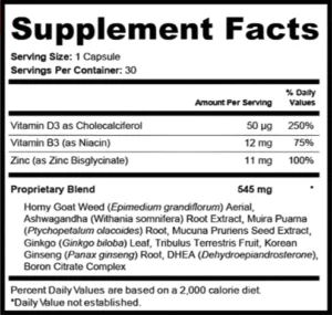 Iron Stag Supplement Facts